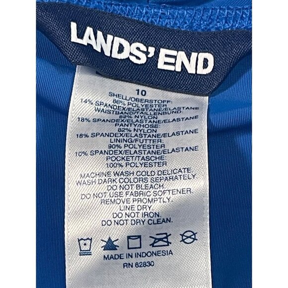 Lands’ End 11” Quick Dry Modest Swim Shorts Built-In Brief Turquoise Size 10 - Picture 2 of 8